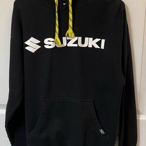 NWOT Factory Effex Suzuki Black Hoodie / Pullover w/Yellow Accents hoodie string